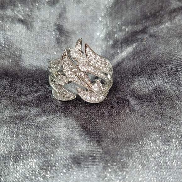 925S Diamond-Studded Rice Ear Flowered Ratten Ring - Picture 5 of 8